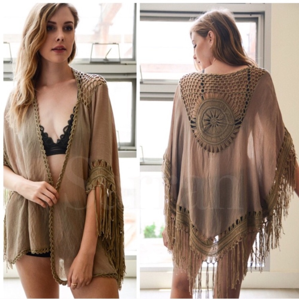 Last 1 New Tangier Boho Macrame Kimono Cardi - Picture 6 of 9